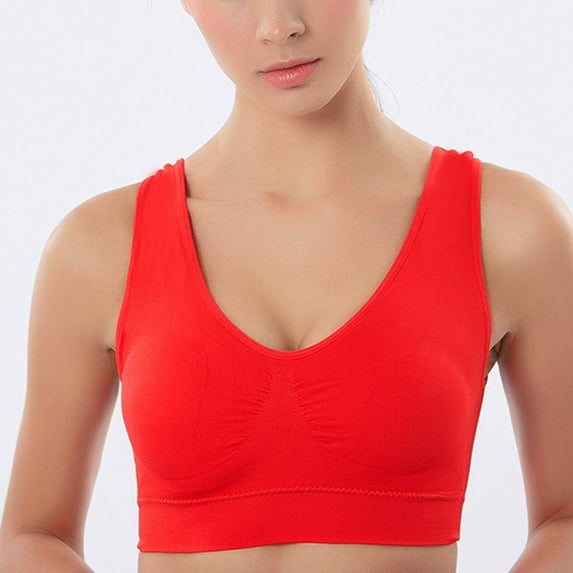 UPPADA Tshirt Bras for Women Comfortable Sports Bra Small Bras Seamless Bra,Red Xl
