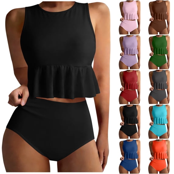 UPPADA Two Piece Bathing Suit for Women Cropped Swim Padded Tank Tops and Swim Shorts Set Y2k Beach Vacation Swimsuits Wine Swimsuit,L