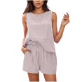 thumbnail image 1 of UPPADA Two Piece Lounge Sets for Women Trendy Crewneck Tank Tops and Drawstring Shorts Two Piece Lightweight Summer Outfits Sets Purple,L, 1 of 7
