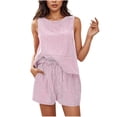thumbnail image 1 of UPPADA Two Piece Lounge Sets for Women Trendy Crewneck Tank Tops and Drawstring Shorts Two Piece Lightweight Summer Outfits Sets Purple,XXL, 1 of 7