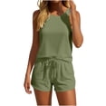 thumbnail image 1 of UPPADA Two Piece Sets for Women Summer Lounge Short Sets Tunic Tank Tops Basic Drawstring Shorts Sets Sweatsuit 2 Piece Lounge Sets with Pocket Army Green,L, 1 of 5