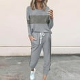 thumbnail image 1 of UPPADA Two Piece Sets for Women Lounge Outfit Long Sleeve Crewneck Pullover Tops High Waisted Pants Set Tracksuit with Pockets Gray,XXL, 1 of 7