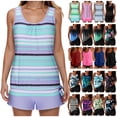 thumbnail image 1 of UPPADA Two Piece Tankini Swimsuits for Women Stripe Floral Print Tummy Control Bathing Suits Modest Swimsuit Swim Top with Shorts Swimsuits Clearance,Green,XL, 1 of 6
