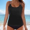 thumbnail image 1 of UPPADA 2 Piece Tankini Bathing Suits for Women Solid Crewneck High Waisted Modest Swimsuits with Shorts Comfy Beach Swimwear for Holiday Bathing Suit Womens Black,S, 1 of 6