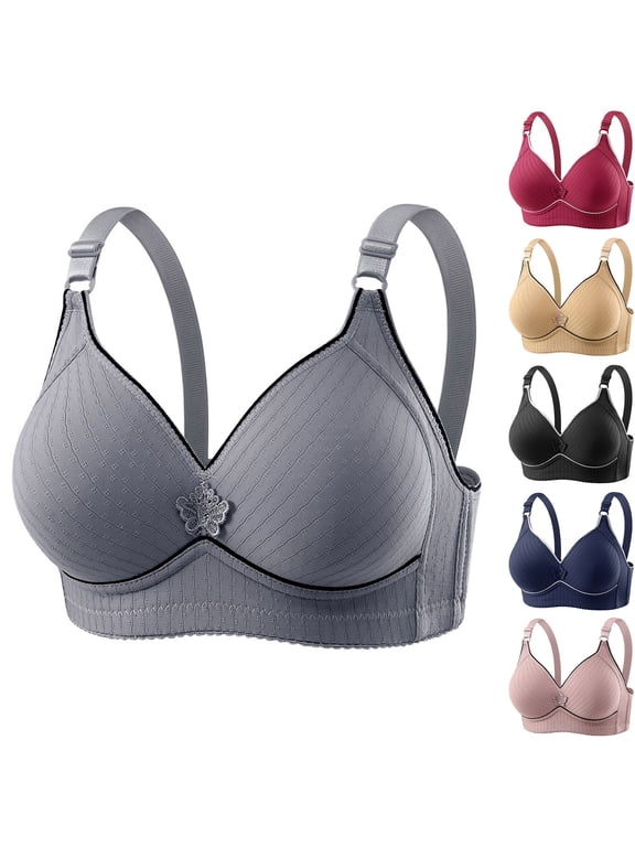 No Underwire Daily Bras for Women Soft Fabric Bras Full Coverage Bras Plus Size Fit Bras Back Comfy Smoothing Bras Adjustable Straps Bras Breathable Bras,Pink,36