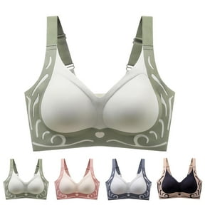 UPPADA No Underwire Front Button Bras for Women Lace Detail Bras Plus Size Fit Bras Push Up Effect Bras Back Support Bras Soft Cup Bras Everyday Use Bras,Pink,M