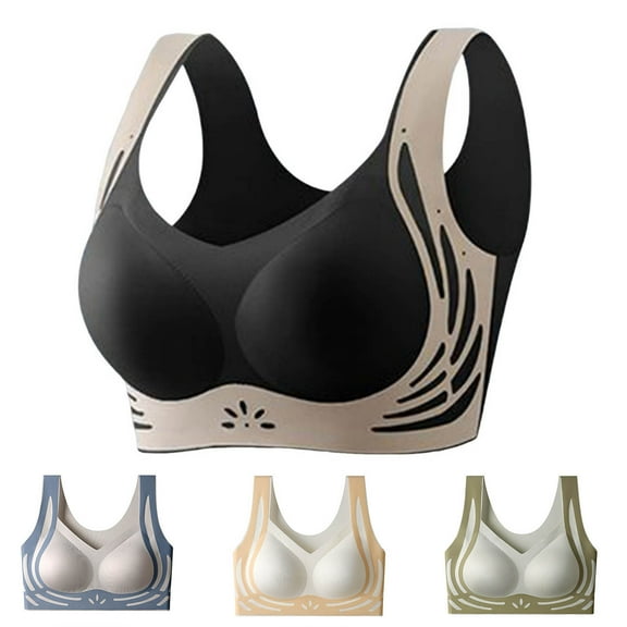 UPPADA No Underwire T-Shirt Bras for Women Plus Size Fit Bras Back Smoothing Bras Soft Cup Bras Adjustable Straps Bras Breathable Fabric Bras Under Outfit Use Bras,Blue,M