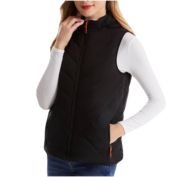 UPPADA Unisex Heated Vest 8 Zone Electric Vest Clothing Heating Jackets Winter Clothes Sleeveless Hooded Jacket Electric Heater Vest Black,XXXXL