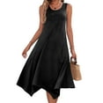 thumbnail image 1 of UPPADA V Neck Sundresses Womens Sleeveless Solid Color Summer Midi Dresses Ruffle Tiered Swing Holiday Strappy Dress Ladies, 1 of 7