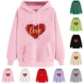thumbnail image 1 of UPPADA Valentines Hooded Sweatshirt Women Love Heart Graphic Long Sleeve Hoodie Casual Pullover Top Perfect As A Gift for Her Red,L, 1 of 6