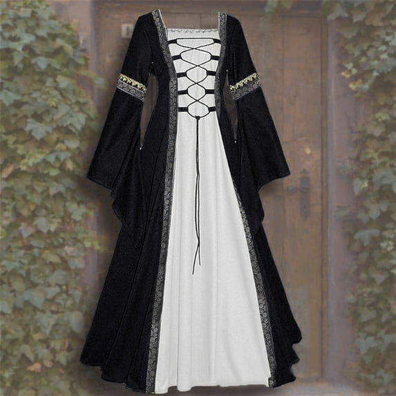 UPPADA Victorian Ball Gown for Women Vintage Maxi Dress Party Retro Dress Lace Up Corset Court Dresses Flare Sleeve Masquerade Floor Length Gothic Dress 2025 Gifts