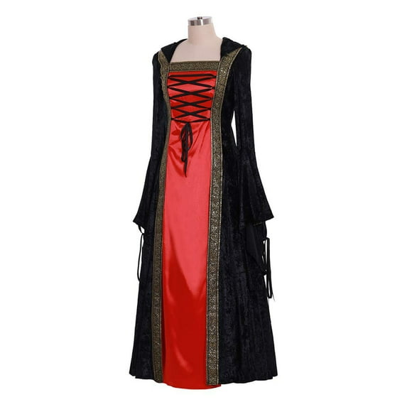 UPPADA Victorian Ball Gown for Women Vintage Maxi Dress Party Retro Dress Lace Up Corset Court Dresses Flare Sleeve Masquerade Floor Length Gothic Dress Clearance