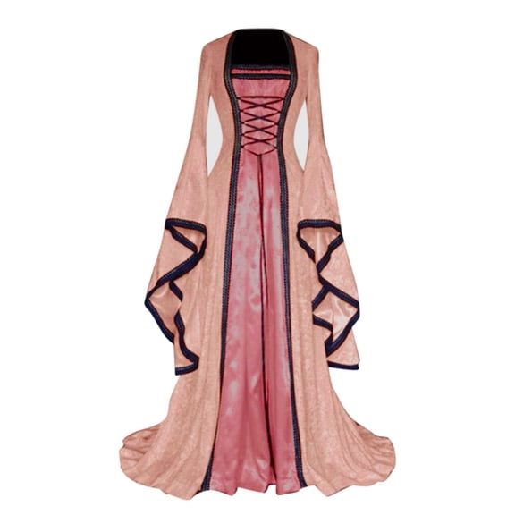 UPPADA Victorian Ball Gown for Women Vintage Maxi Dress Party Retro Dress Lace Up Corset Court Dresses Flare Sleeve Masquerade Floor Length Gothic Dress Lightning Womens Clothing