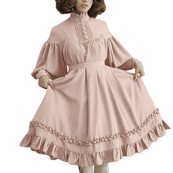 UPPADA Victorian Dresses for Women Medieval Irish Traditional Dress Lantern Sleeve Chemise Ruffle Tiered Renaissance Costume