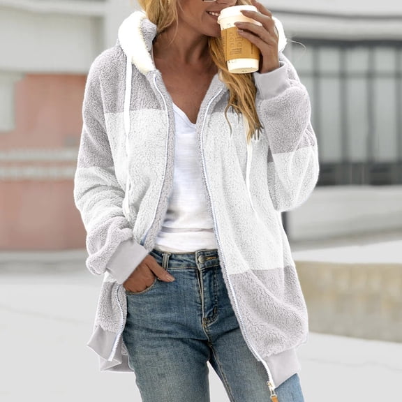 UPPADA Warm Winter Coats for Womens Casual Plus Size Fleece Linen Open Front Button Down Long Sleeve Jacket Outerwear with Pockets Heavy Fleece Lined Coat