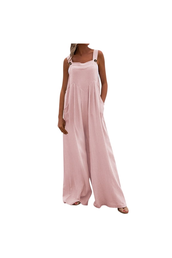 Wide Leg Jumpsuits For Women Dressy Party Rompers Casual Loose Solid Coveralls Spaghetti Strap Stretch Long Pants