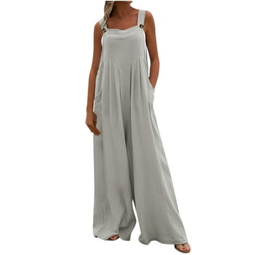UPPADA Wide Leg Jumpsuits For Women Dressy Party Rompers Casual Loose Solid Coveralls Spaghetti Strap Stretch Long Pants