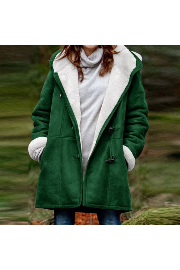 Winter Coats for Women Long Coats Shacket Plus Size Warm Jacket Outerwear Thermal Jacket Fleece Linen Coats Down Jackets Loose Plush Zip Hooded Outwear Women
