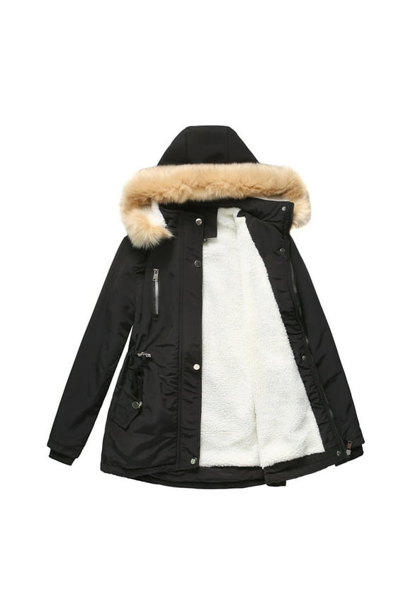 Winter Coats for Women Fashion Plus Size Extreme Cold Weather Outwear Thermal Heavy Furry Down Puffer- Jackets