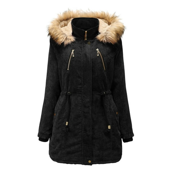UPPADA Winter Coats for Women Plus Size Fashion Parka Jackets Long Sleeve Hooded Outerwear Coats Warm Sherpa Lined Overcoats