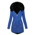 thumbnail image 1 of UPPADA Winter Jackets for Women Long Faux Fur Hooded Jackets Button Down Thicken Warm Winter Coats with Pockets Blue,M Winter Coats for Women Winter, 1 of 8