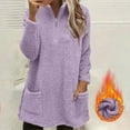 thumbnail image 1 of UPPADA Winter Sweatshirts for Women Comfort Sweater Long Sleeve Crewneck Shirts Casual Warm Cute Long Tops with Pockets Purple,S All Weather Jacket for Woman Lightweight, 1 of 7