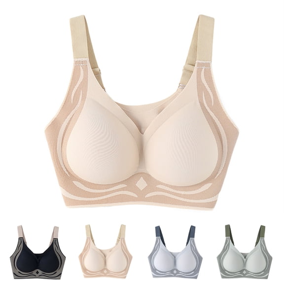 UPPADA Wireless Back Bras for Women No Underwire Bras Plus Size Option Bras Push Up Function Bras Wide Band Bras Soft Fabric Bras All-Day Comfort Bras,Green,XXL