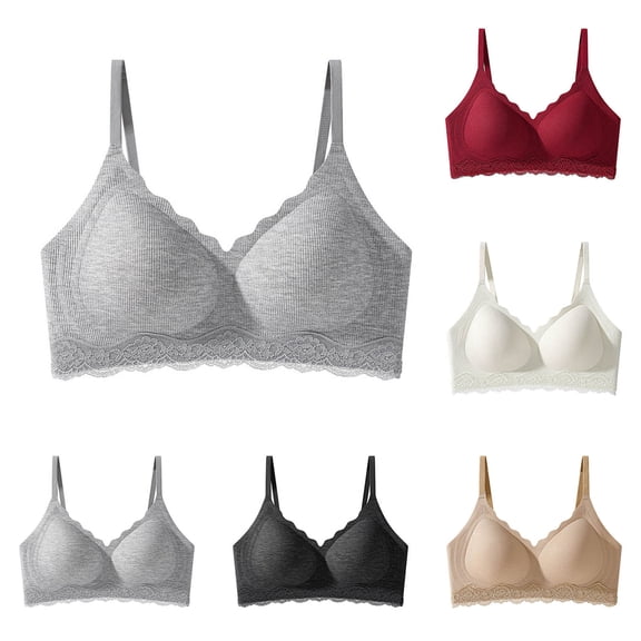 UPPADA Wireless Bralette Bras for Women Cute Checkered Bras No Underwire Bras Plus Size Option Bras Back Support Bras Soft Cup Bras Everyday Use Bras,White,L