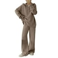 thumbnail image 1 of UPPADA Woman Pj Set,Two Piece Outfits Zip up Sweatshirt Sweatsuit Lounge Sets for Ladies Matching Set Wide Leg Sweatpant 2pc Trendy Tracksuit Khaki,Free Size, 1 of 6