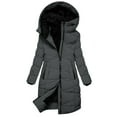 thumbnail image 1 of UPPADA Womans Hooded Puffer Down Coats Thick Long Sleeve Jacket Zipper Winter Coats Overcoat Warm Windbreaker Outwear with Pockets Dark Gray,2xl Winter Coat for Women, 1 of 7