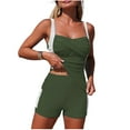 thumbnail image 1 of UPPADA Women 2 Piece Tankini Swimsuits Tummy Control Bathing Suits Ruched Tankini Swimsuit Two Piece Bathing Suits Twist Crew Neck Swimwear with Bottom Army Green Tankini Swimsuits for Women,L, 1 of 7