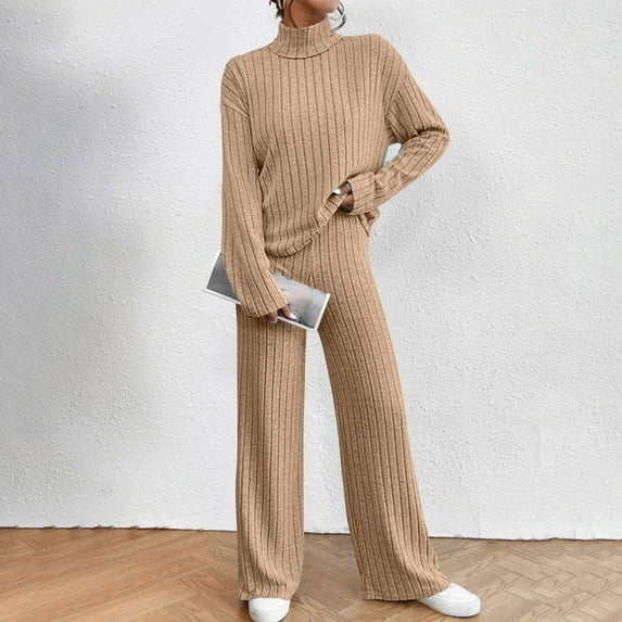 UPPADA Women Clothing Sets Outfits,Women 2 Piece Outfits Sweatsuit Trendy Oversized Sweatshirt Wide Leg Sweatpants Matching Lounge Set Travel Tracksuit Khaki,XXL