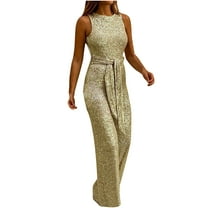 UPPADA Women Cocktail Party Romper Fashion Sequin Clubwear Jumpsuit Off Shoulder Sleeveless Bodycon Rompers Overalls Gold,L