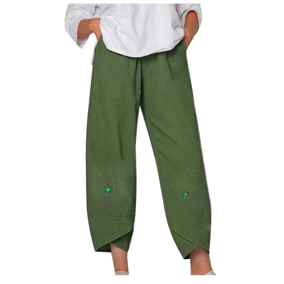 UPPADA Women Hiking Pants Women's Pants Floral Printed Sweatpants Cotton Joggers Baggy Stretchy Trousers Dressy Lightweight Capri Pant Pockets,Cotton Sweatpants Women
