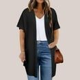 thumbnail image 1 of UPPADA Women Plus Size Lightweight Cardigan Half Sleeve Ribbed Knit Kimono Open Front Tops with Pockets Black,XXXXL, 1 of 7