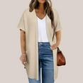 thumbnail image 1 of UPPADA Women Plus Size Lightweight Cardigan Half Sleeve Ribbed Knit Kimono Open Front Tops with Pockets Khaki,XXXXL, 1 of 7