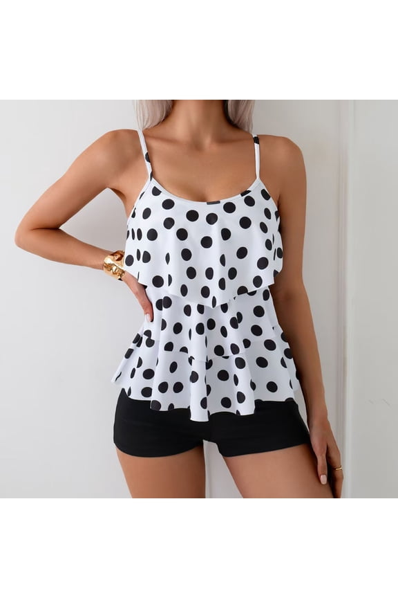 Women'S 2 Piece Swimsuit Sets Flowy V Neck Adjustable Straps Tankini Tops Padded Bathing Suit Comfy Bathing Suit Plus Size Swim Clearance,White,M