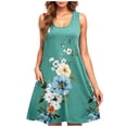 thumbnail image 1 of UPPADA Women Summer Casual Sleeveless Midi Dress Floral Print Pleated Tank Dresses Crewneck Loose Fit Boho Sundress Flare Tank Dress with Pockets Cheap Clothes Multicolor,S, 1 of 5