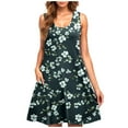thumbnail image 1 of UPPADA Women Summer Casual Sleeveless Midi Dress Floral Print Pleated Tank Dresses Crewneck Loose Fit Boho Sundress Flare Tank Dress with Pockets Women's Clothes Multicolor,XXL, 1 of 5