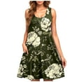 thumbnail image 1 of UPPADA Women Summer Casual Sleeveless Midi Dress Floral Print Pleated Tank Dresses Crewneck Loose Fit Boho Sundress Flare Tank Dress with Pockets Womens Dresses Multicolor,S, 1 of 5