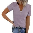 thumbnail image 1 of UPPADA Women Summer Ribbed Shirts Tops - Short Sleeve Ribbed Tops Women Basic Knit Shirts Button V Neck Casual Summer Tshirt, 1 of 6