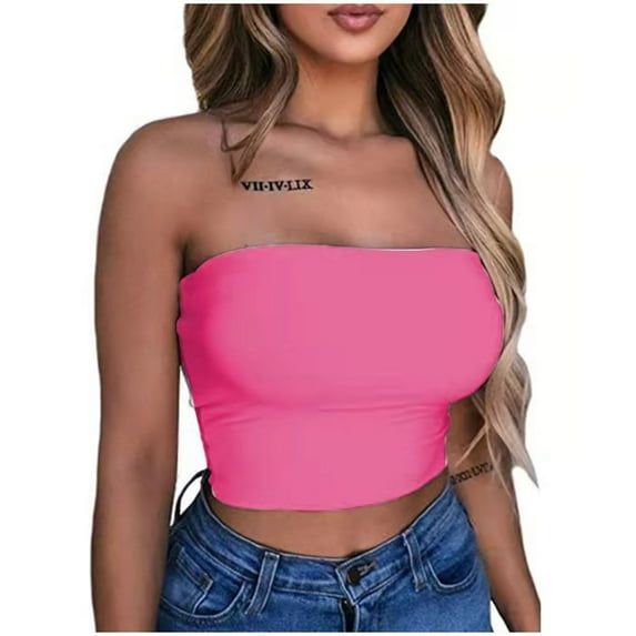 UPPADA Women Summer Strapless Tank Tops Y2K Sleeveless Tube Tops Backless Slim Fit Crop Tops Solid Color Corset Tops Blusas de Mujer de Moda Casuales Bonitas Blusas Elegantes