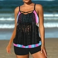 thumbnail image 1 of UPPADA Women Tankini Swimsuits Set Two Piece Tummy Control Bathing Suit Racerback Flowy Swimwear Swim Dress with Bra Skirted Bathing Suit Modest Swimwear with Shorts on Clearance Black,XXL, 1 of 6