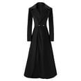 thumbnail image 1 of UPPADA Women Trendy Swing Single Breasted Pea Coat Slim Notch Lapel Long Vintage Winter Long Overcoat Trench Coat Dress Windbreaker Jacket Black,S, 1 of 5