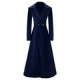 thumbnail image 1 of UPPADA Women Trendy Swing Single Breasted Pea Coat Slim Notch Lapel Long Vintage Winter Long Overcoat Trench Coat Dress Windbreaker Jacket Navy,XL, 1 of 4