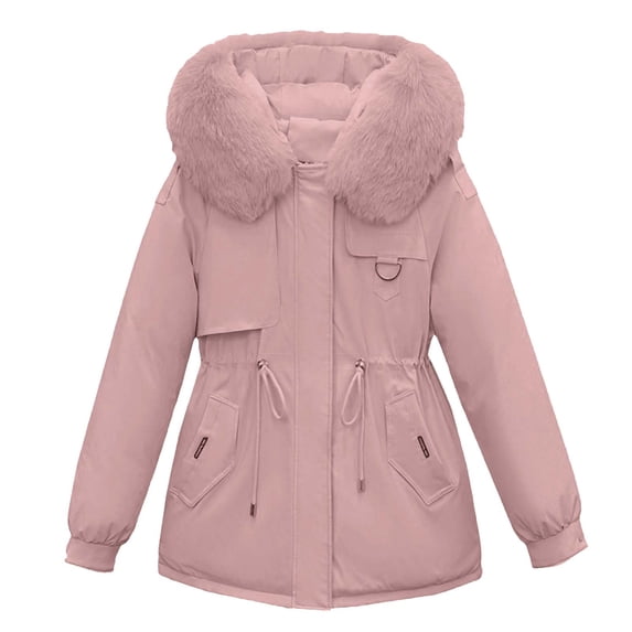 UPPADA Women Winter Coats Fleece Lined Parka Jackets Hooded Warm Thicken Coat and Fur Hood Trendy Overcoat with Pockets Purple,M Winter Coat for Women