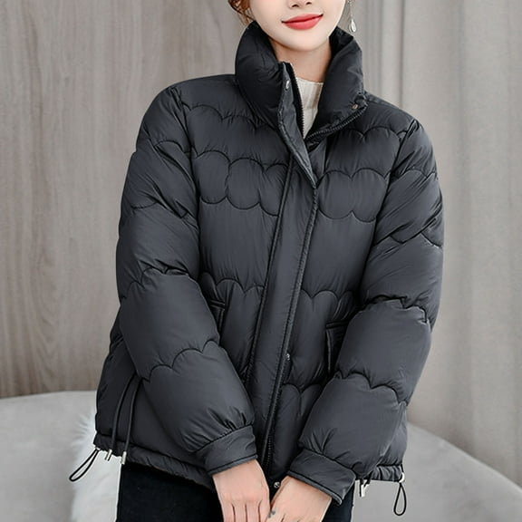 UPPADA Women Winter Puffer Coat Cropped Puffer Hooded Jacket Warm Winter Coats for Women Trendy Cute Winter Jackets for Women with Pockets,Fall Puffer Jackets for Women Black,XXL