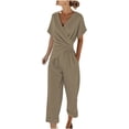 thumbnail image 1 of UPPADA Women's 2 Piece Outfits V Neck Lounge Sets Knitted Pullover Sweatshirts Sets Wide Leg Pants Tracksuit Two Piece Outfits Ladies Trendy Elegant Set Khaki,S, 1 of 8