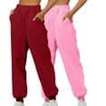 thumbnail image 1 of UPPADA Women's 2pc High Waisted Sweatpants Workout Active Joggers Pants Baggy Ladies Lounge Pants Bottoms Jogging Pants with Pockets Wine,XXL, 1 of 6