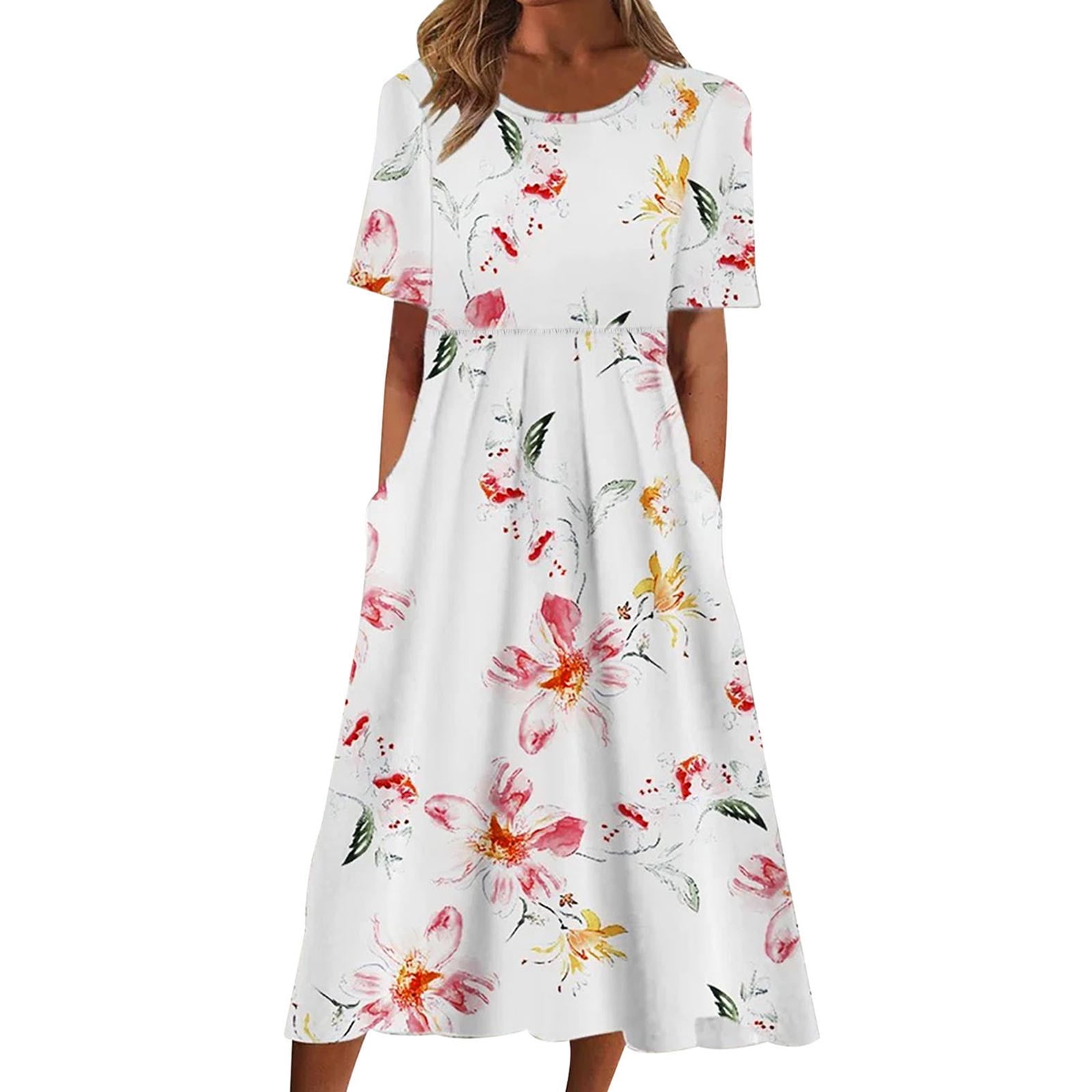 Summer Savings Yrmaups Summer Spring Short Sleeve Beach Dresses For...